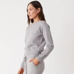 MONROW Soft Knit Raglan Sweater HEATHERGREY Cheap